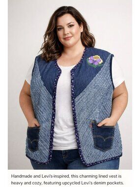 Upcycled Handmade Levi’s Inspired Denim Vest – Heavy Lined | Plus Size